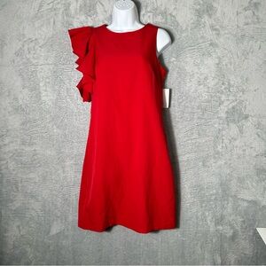 Julia Jordan Dress Womens‎ 6 Red Ruffle Sleeveless Shift Evening Cocktail Party